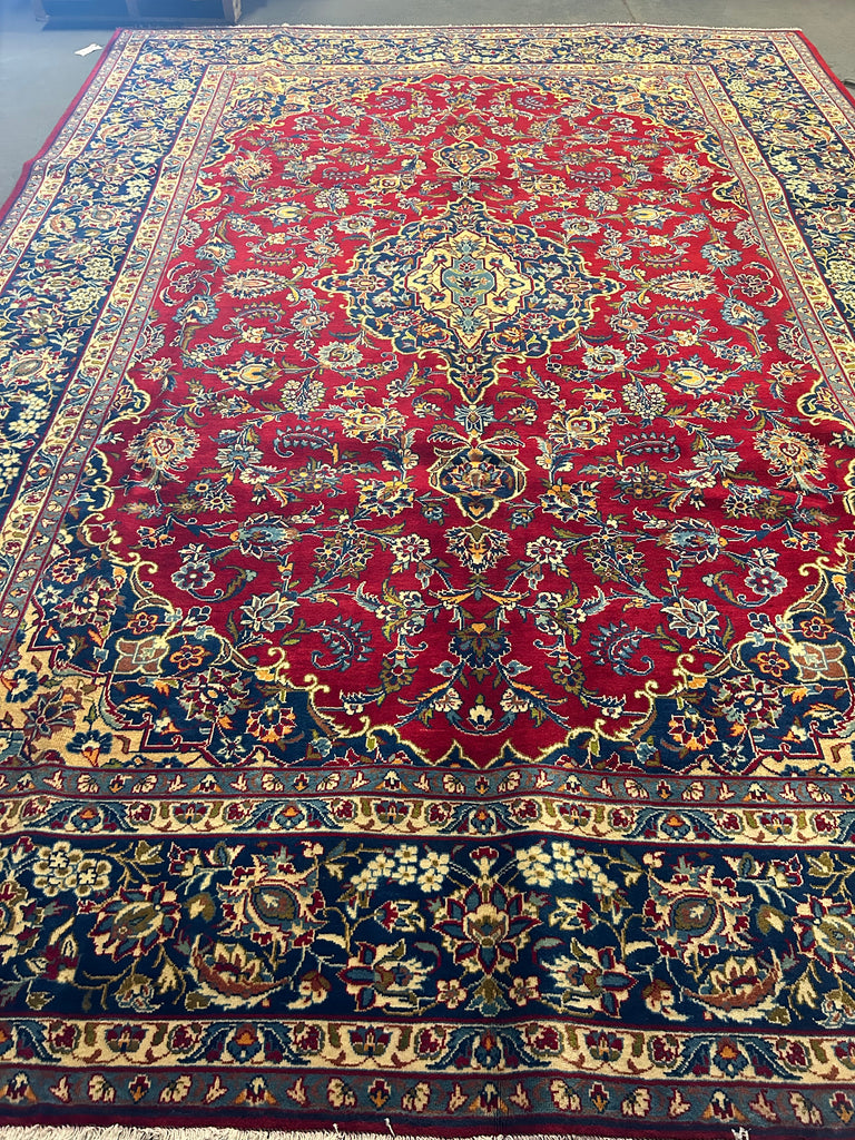 10 x 13.9 Hand-knotted Persian Kashan Rug 7080