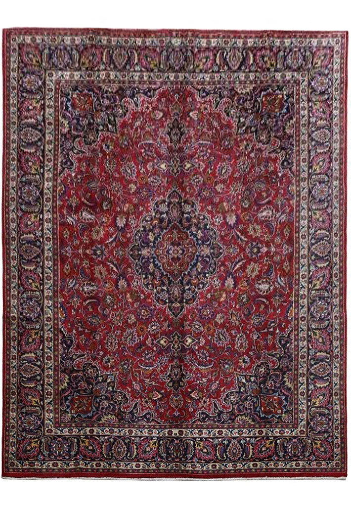 10 x 13.0 Luxurious Size Red Persian Signed Kashan Rug 81325