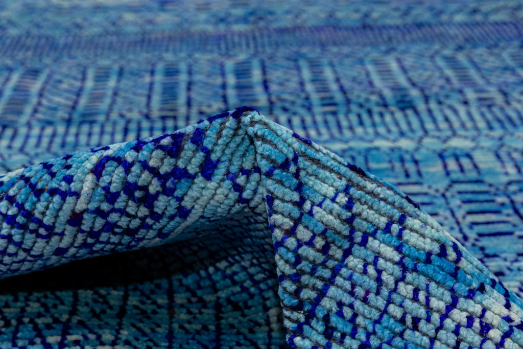 9.1 x 12.5 Handmade Modern Grass Rug BLUE Modern Carpet #i-8609