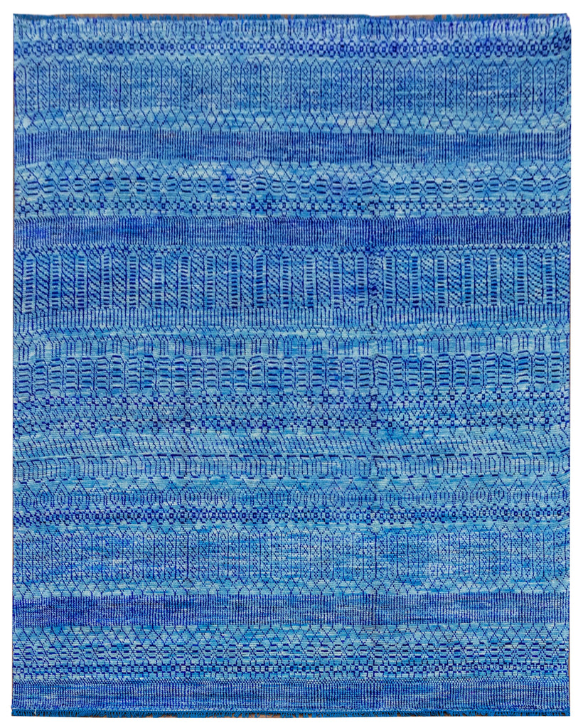 "Handmade modern grass rug in blue, perfect for contemporary home decor and interior design. This large area rug features natural materials, eco-friendly craftsmanship, and a unique design (#i-8609). Elevate your living room or bedroom decor with this sustainable, handwoven masterpiece. Premium quality, stylish, and trendy designer rug with artisan-crafted details, adding a touch of luxury and comfort to your home furnishings."