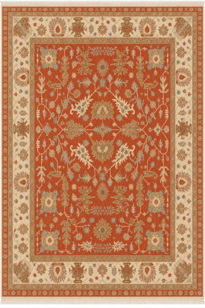 8 x 9.9 Antique Coral Quality Wool Handmade Rug #5079