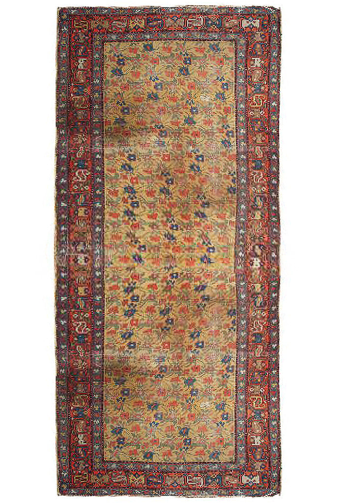 3.5 x 9.8 Luxurious Gold Color Antique Persian Runner Rug 8850