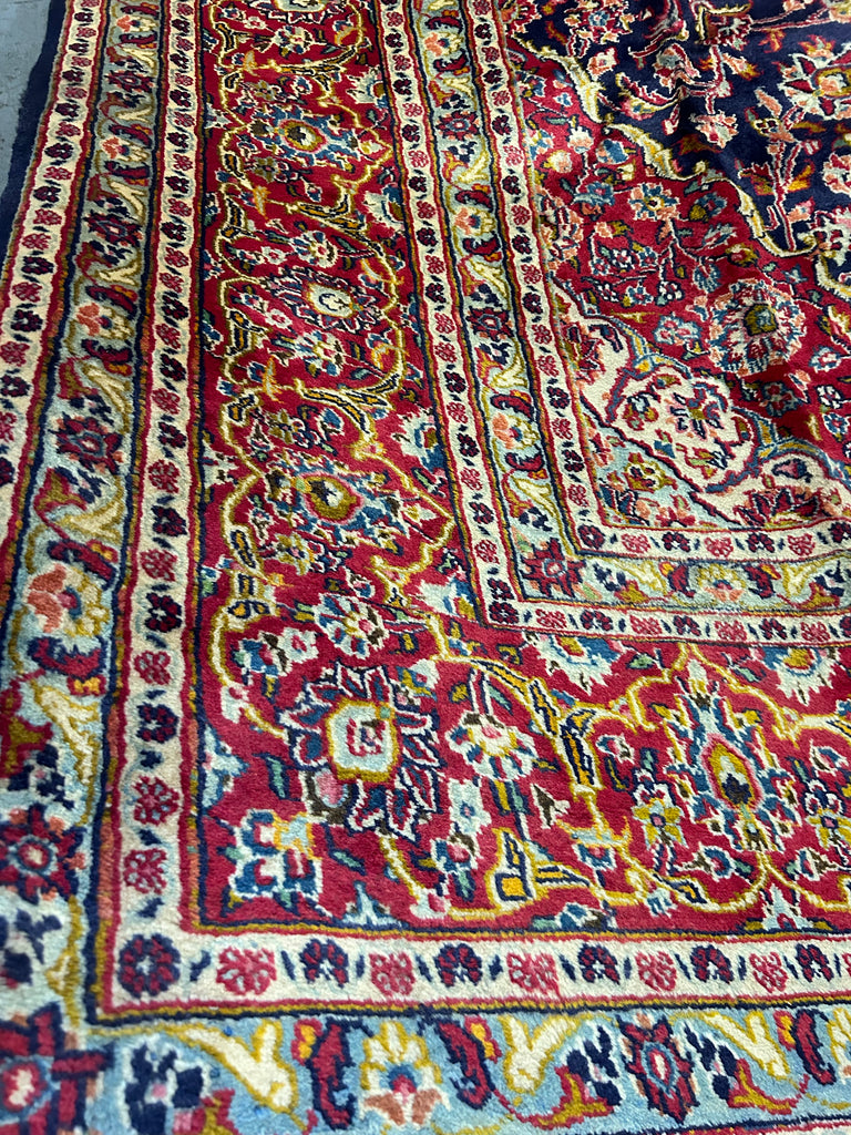 9.6 x 12.7 Navy Blue Traditional Classic Persian Kashan Rug #S10-4029