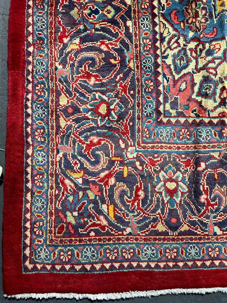 9.6 x 13 Red Handmade Persian Design Sarouk Rug 977