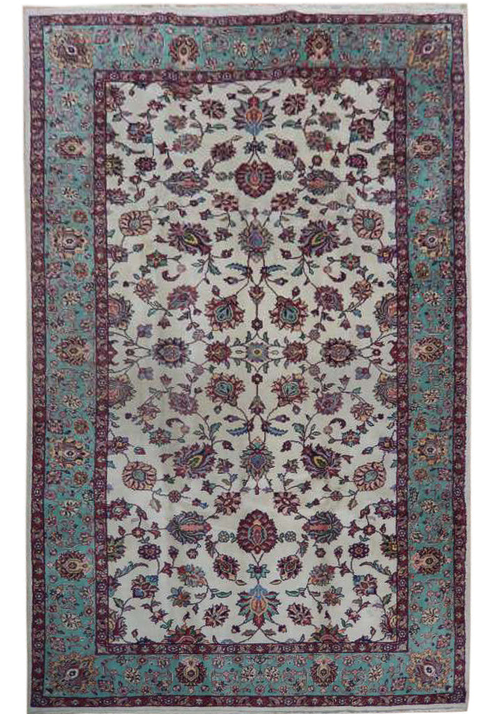 6.5 x 9.9 Ivory Semi-Antique Persian Tabriz Rug #PIX-23591
