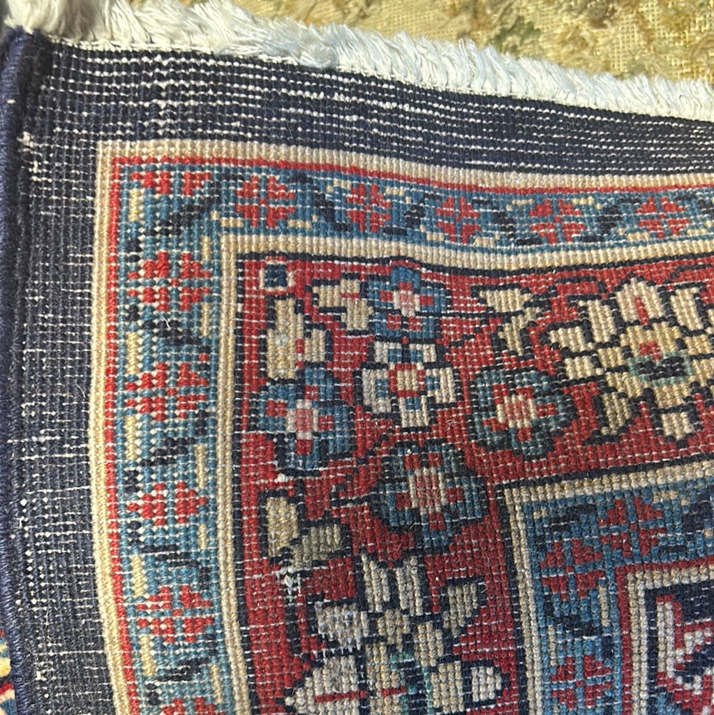 4 x 14.11 Navy Blue Persian Sarouk Runner Rug 80645