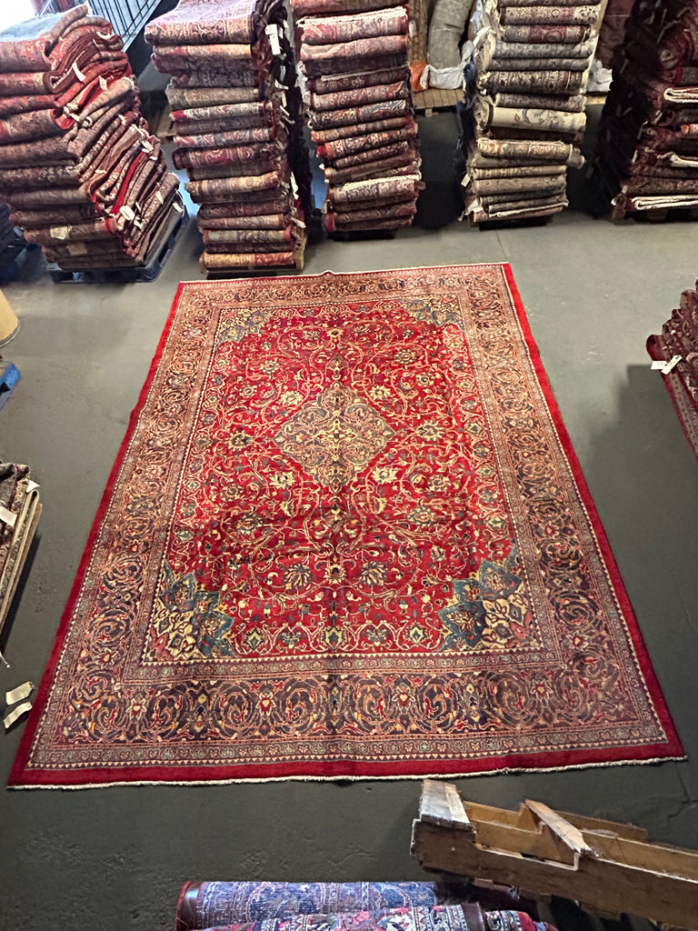9.6 x 13 Red Handmade Persian Design Sarouk Rug 977