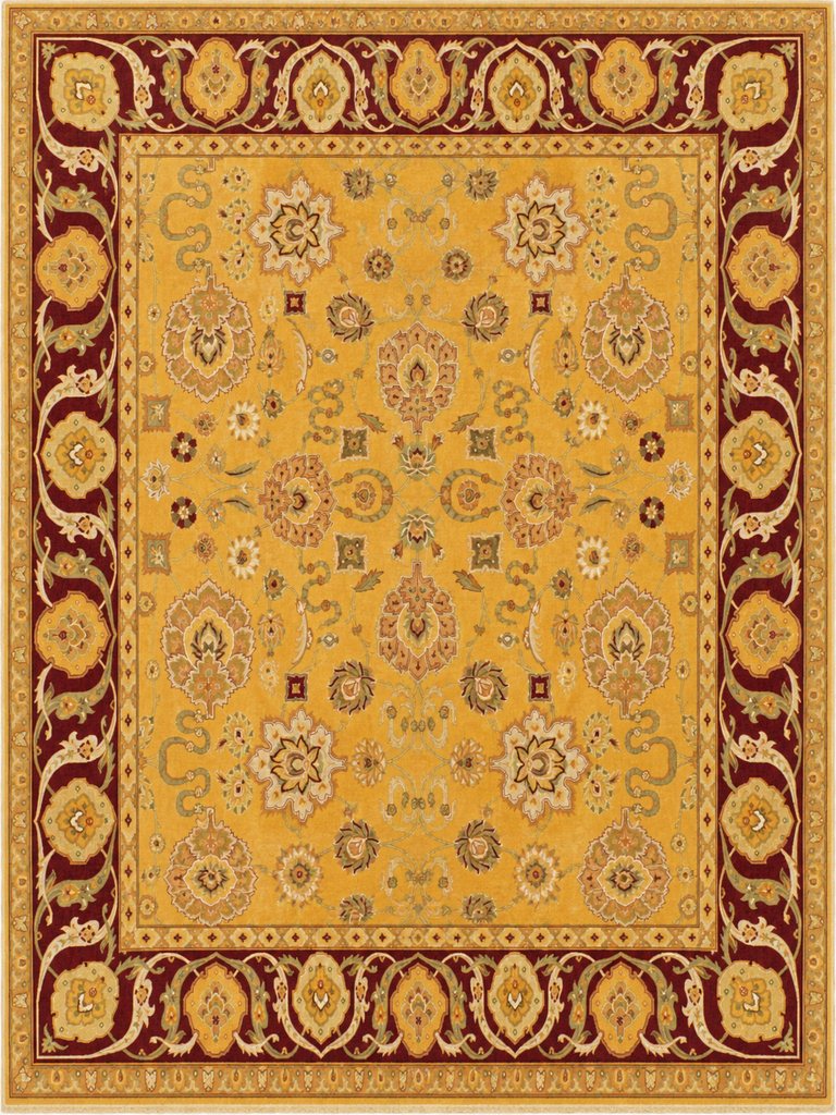 10 x 13.5 Gold Burgundy Quality Hand Knotted Oversized Oriental Agra Rug #F-5751