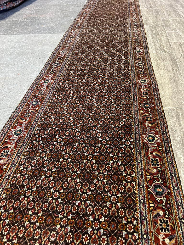 2.4 x 11.3 Persian Tabriz Mahi Wool and Silk Runner #F-6103