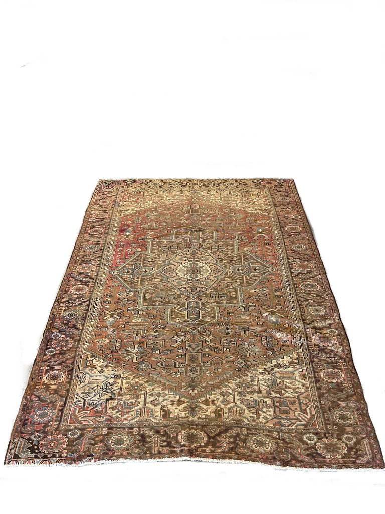 8.4 x 11.5 Brick Red Brown Antique Persian Heriz Rug 14083