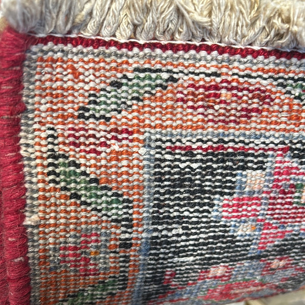 3.8 x 10.8 Red Persian Hamadan Wool Runner Rug 81537