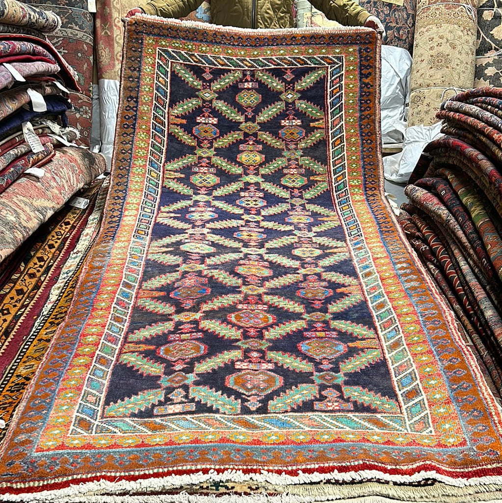 4' x 9' Navy-Blue-Semi-Antique-Persian-Hamadan-Runner.jpg