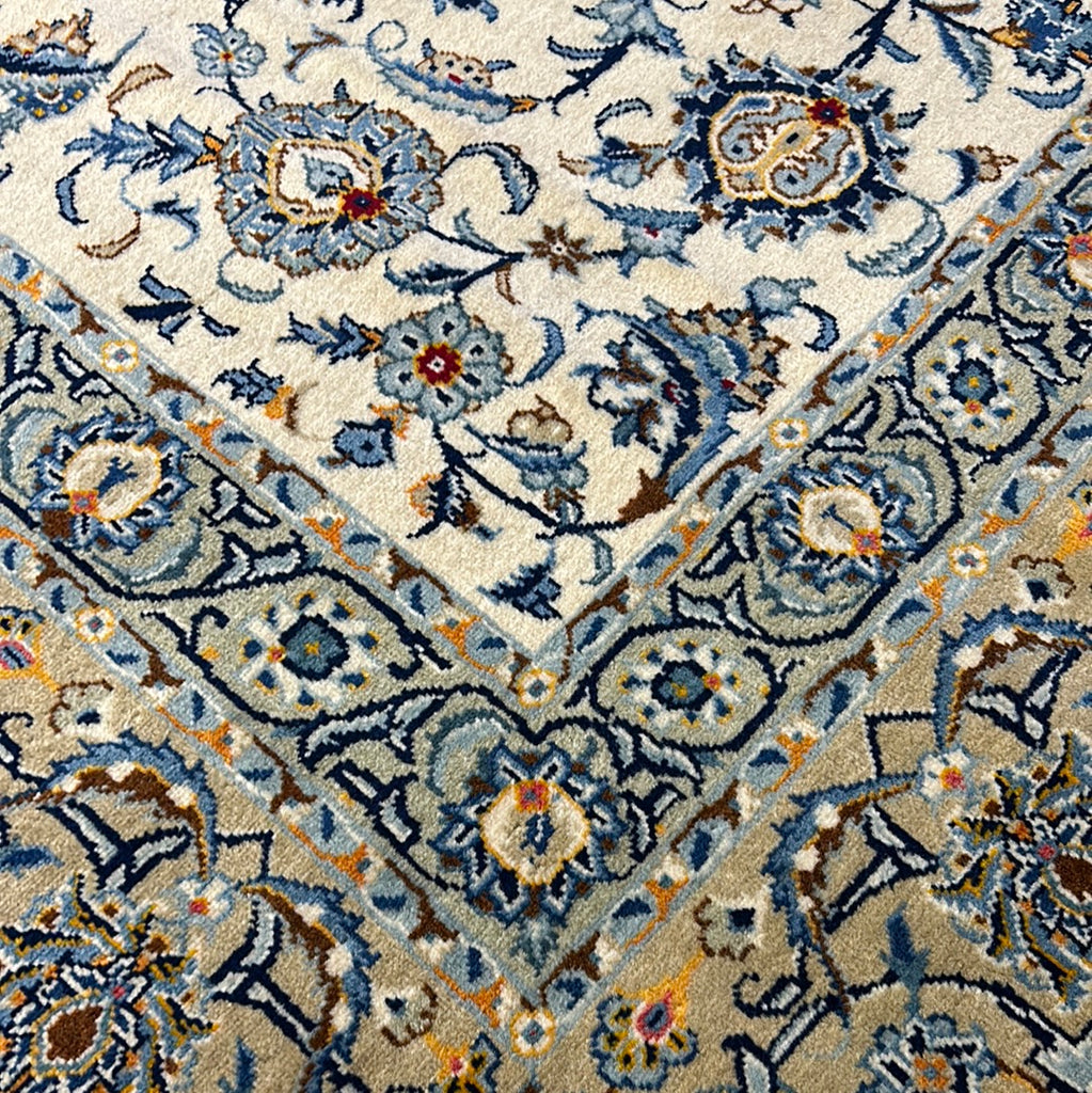 9.3 x 13.4 Ivory Persian Kashan Rug 80704