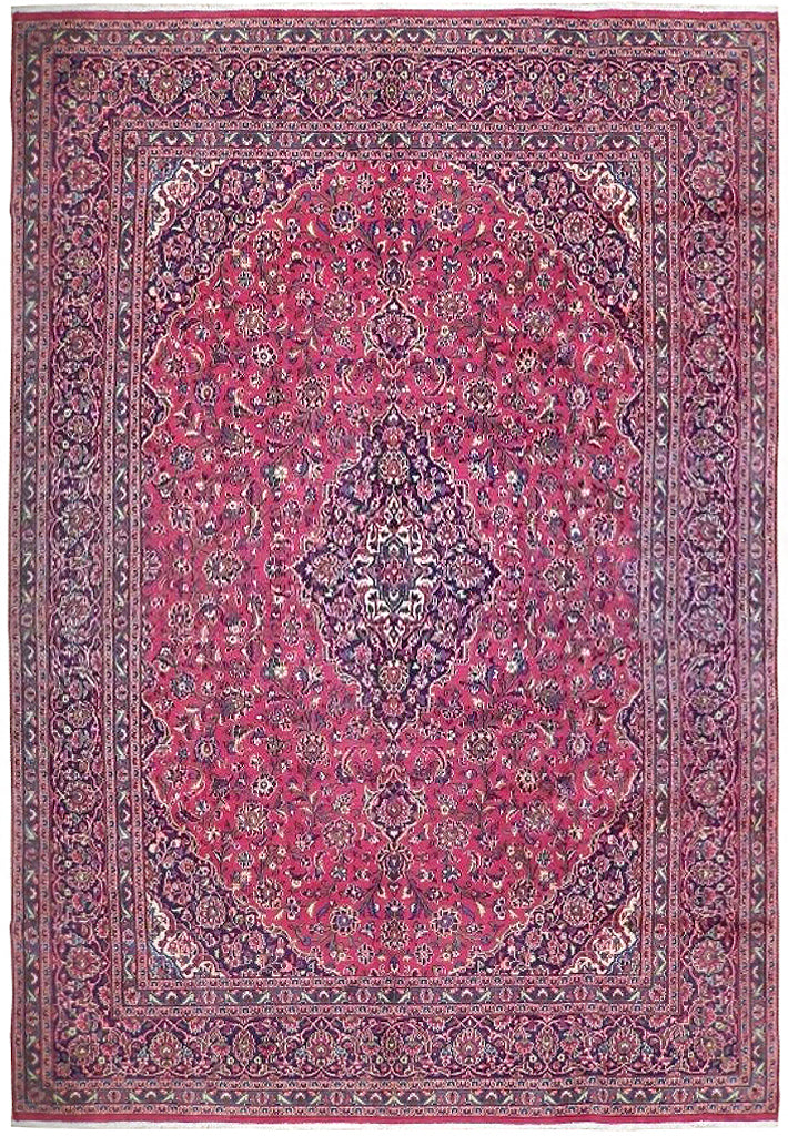 9.7 x 12.10 Red Handmade Semi Antique Persian Kashan Rug 71819