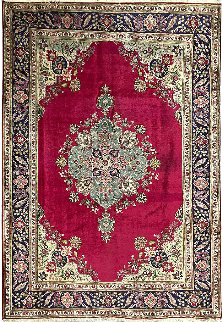 6.8 x 9.10 ELEGANT Classic Persian Tabriz Open Field ROBY RED #PIX-11943