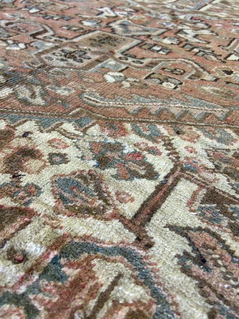 8.4 x 11.5 Brick Red Brown Antique Persian Heriz Rug 14083