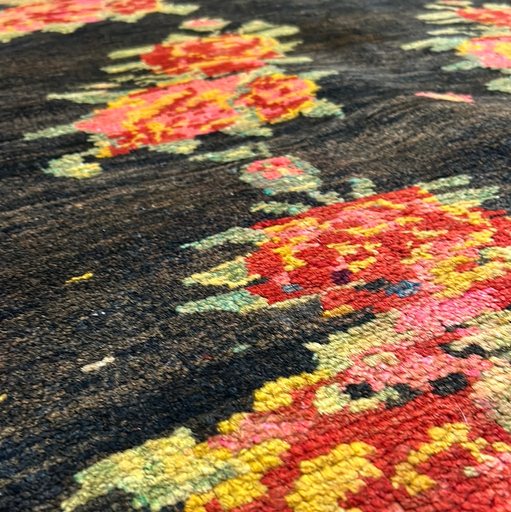 5 x 8.9 Graphite Black Semi Antique Caucasian Kazak Runner 72991