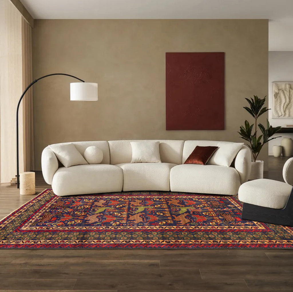 4.0 x 7.0 Afghan Pictorial Wool handmade rug Animal Motif #AM1355