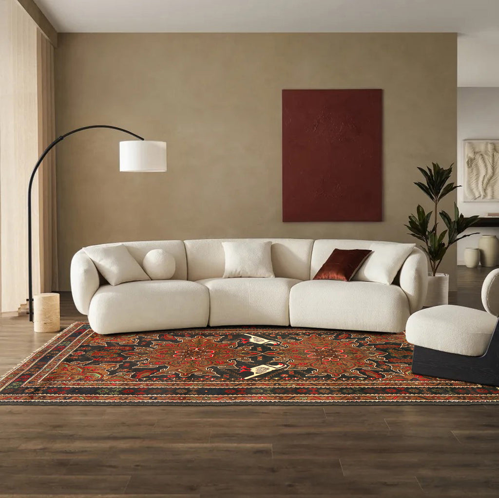 3.7 x 6.2 Love Bird Tribal Afghan Handmade Rug #AM1356