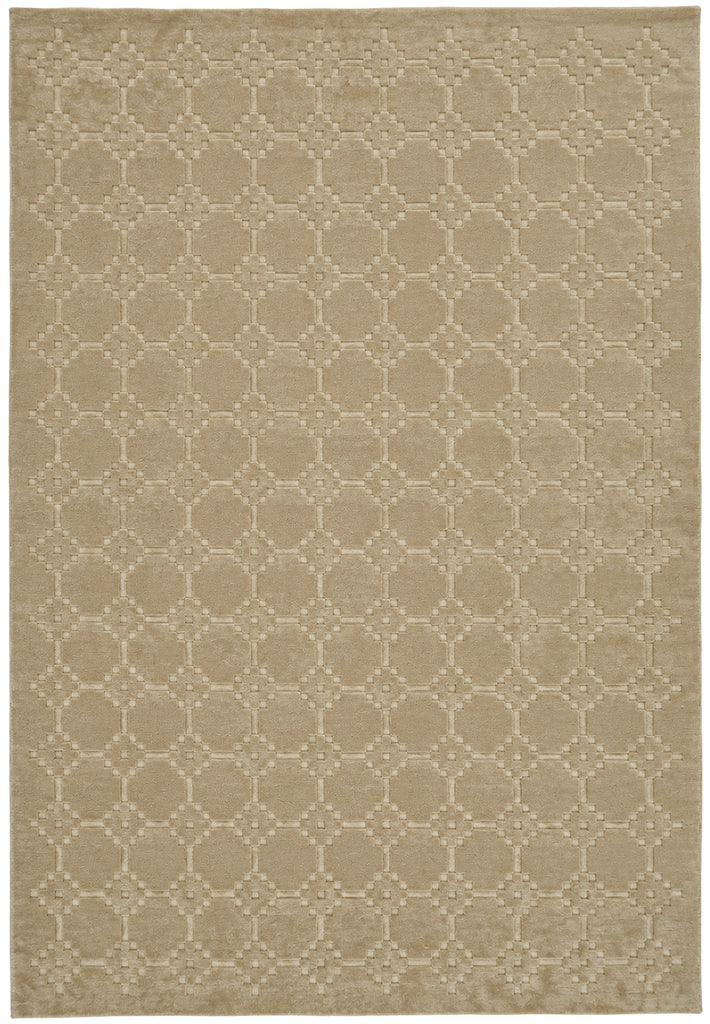 8.8 x 12.5 Modern Beige Gold & Ivory Handmade Rug #F-5422