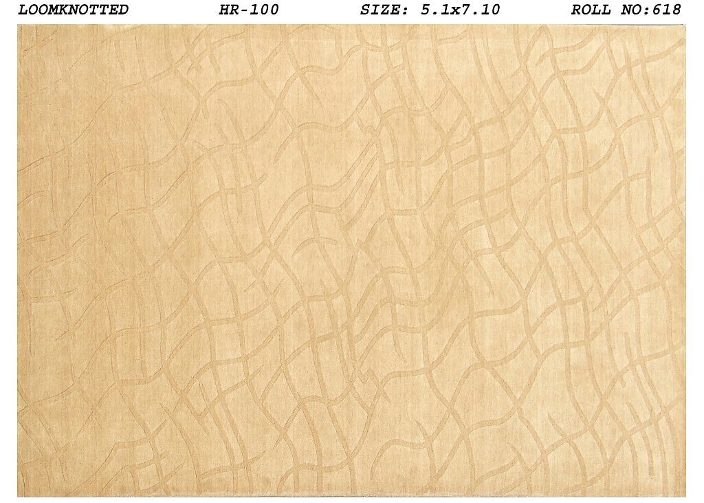 5.1 x 7.10 Cream White Modern Loom Knotted Rug 70571