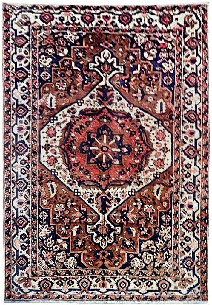6.11 x 9.11 Orange Red Semi-Antique Persian Bakhtiari Rug #B-72102