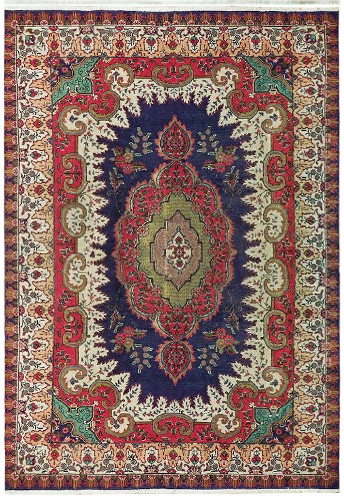 6.6 x 10 Persian Tabriz Wool Rug #B-72845