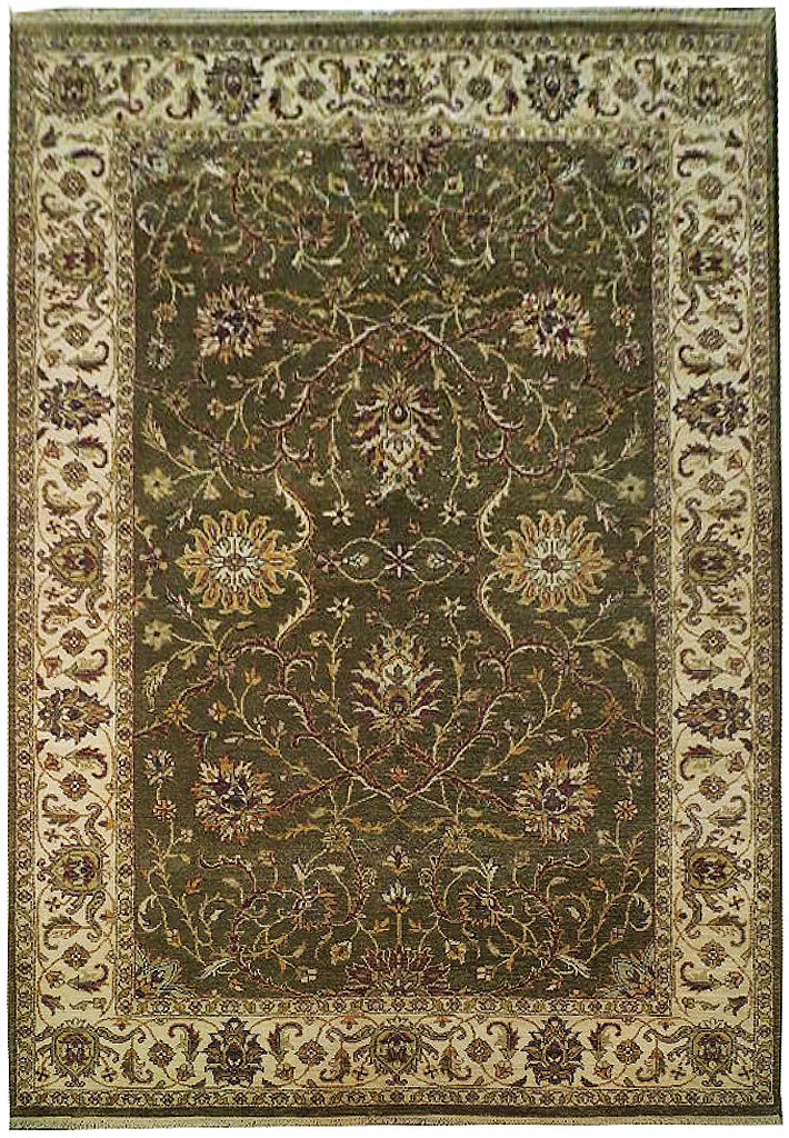 5.5 x 8.6 GREEN Quality Handmade Wool Ziglar Rug #B-74029