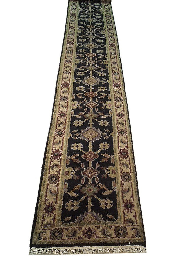 20' Feet Handmade Wool Runner BLACK #B-74121