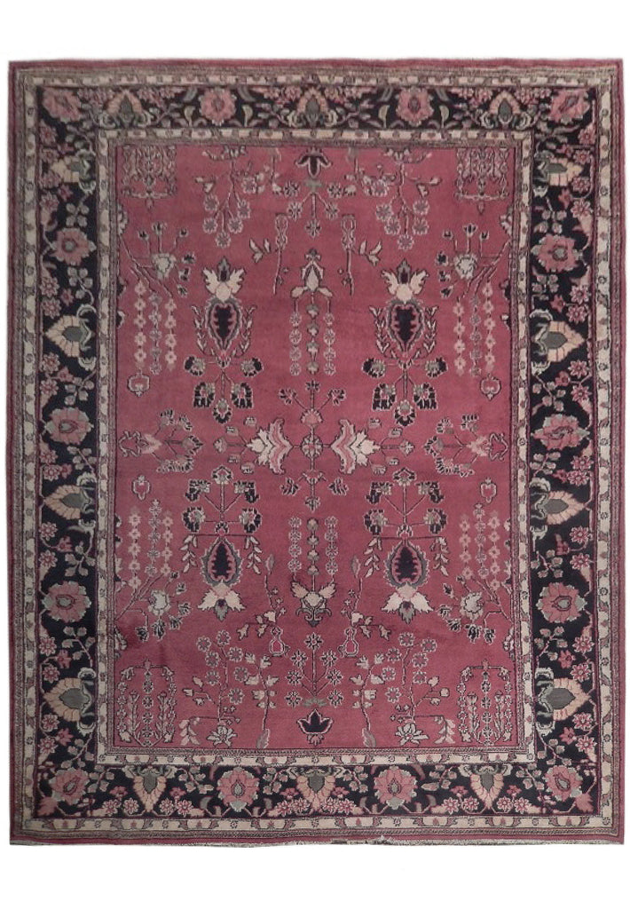 9 x 12 New Sarouk Rug Hand-Knotted India Wool