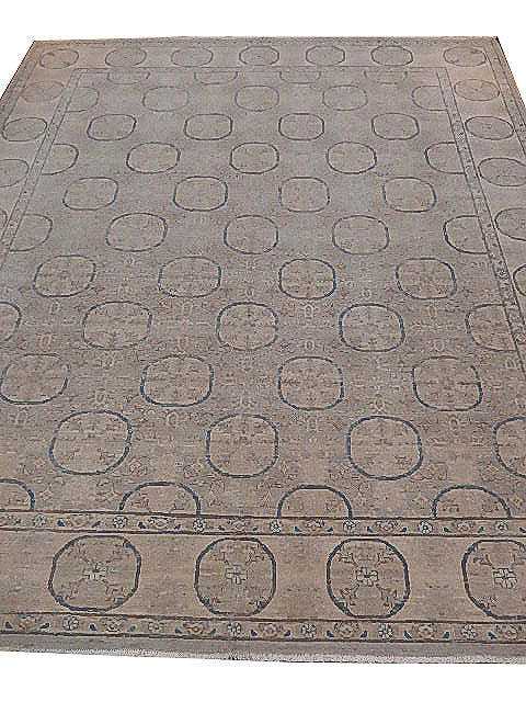 8.2 x 9.4 GRAY WOOL Vegetable Dyed Fine Chobi Peshawar Handmade Rug #B-77530