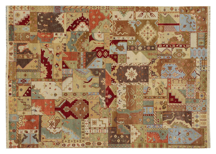 8.9 x 11.6 Agra Patchwork Design Rug #B-78714