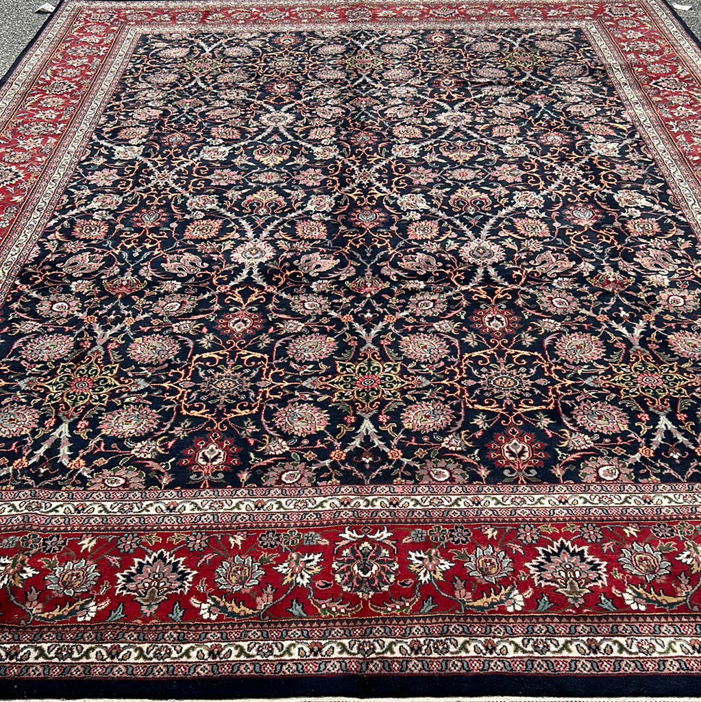10 x 13.8 Dark Navy Blue Purple Handmade Tabriz Style Rug 1011