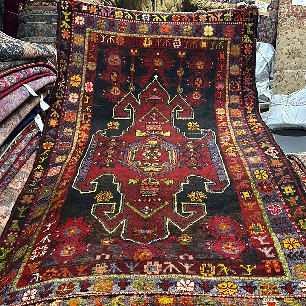 4.10 x 8.6 Red Semi Antique Russian Kazak Runner 73434