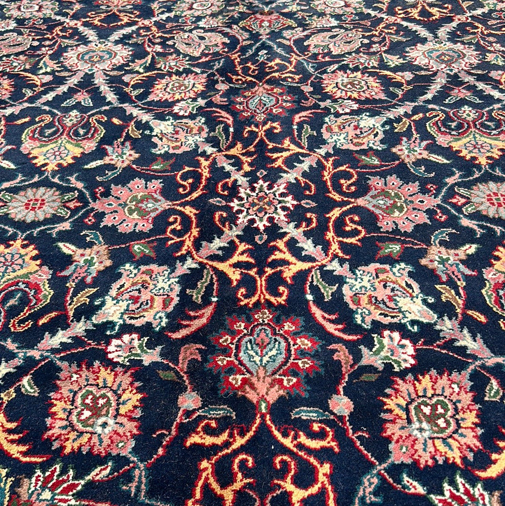 10 x 13.8 Dark Navy Blue Purple Handmade Tabriz Style Rug 1011