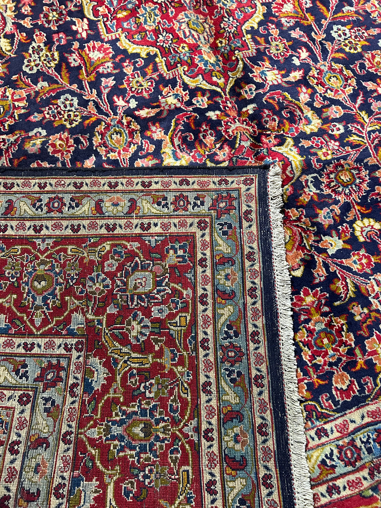 9.6 x 12.7 Navy Blue Traditional Classic Persian Kashan Rug #S10-4029
