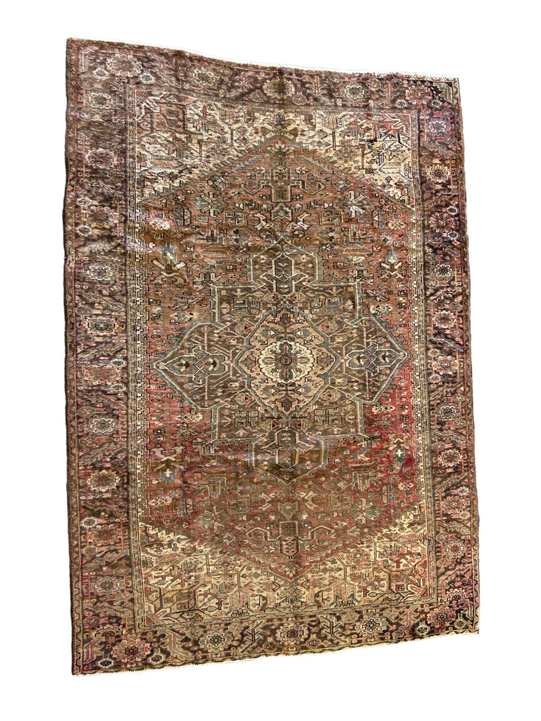 8.4 x 11.5 Brick Red Brown Antique Persian Heriz Rug 14083