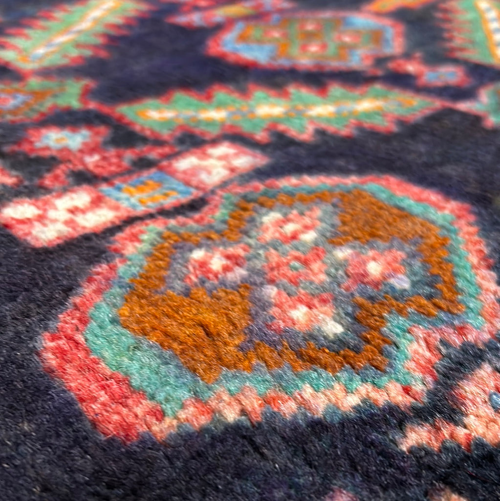 4.2 x 8.7 Navy Blue Semi-Antique Persian Hamadan Runner 73982