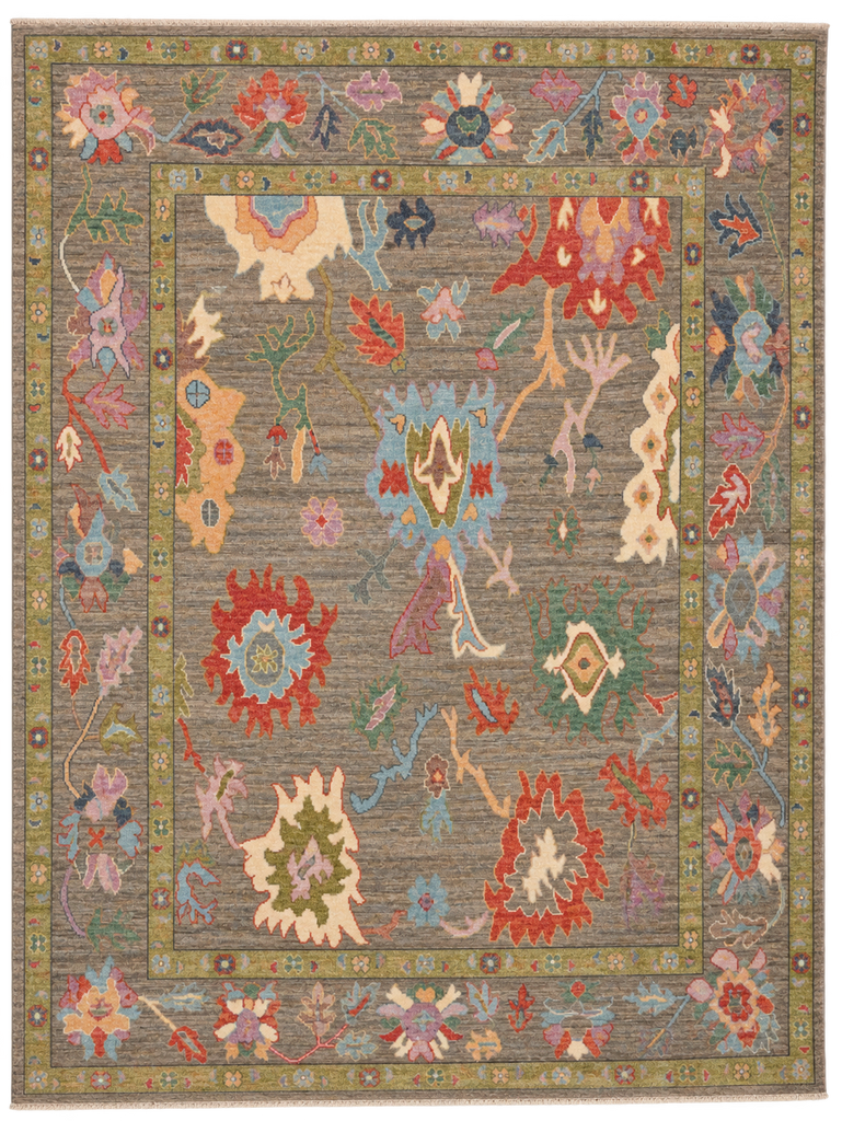8 x 9.9 Green Handmade Oushak Rug