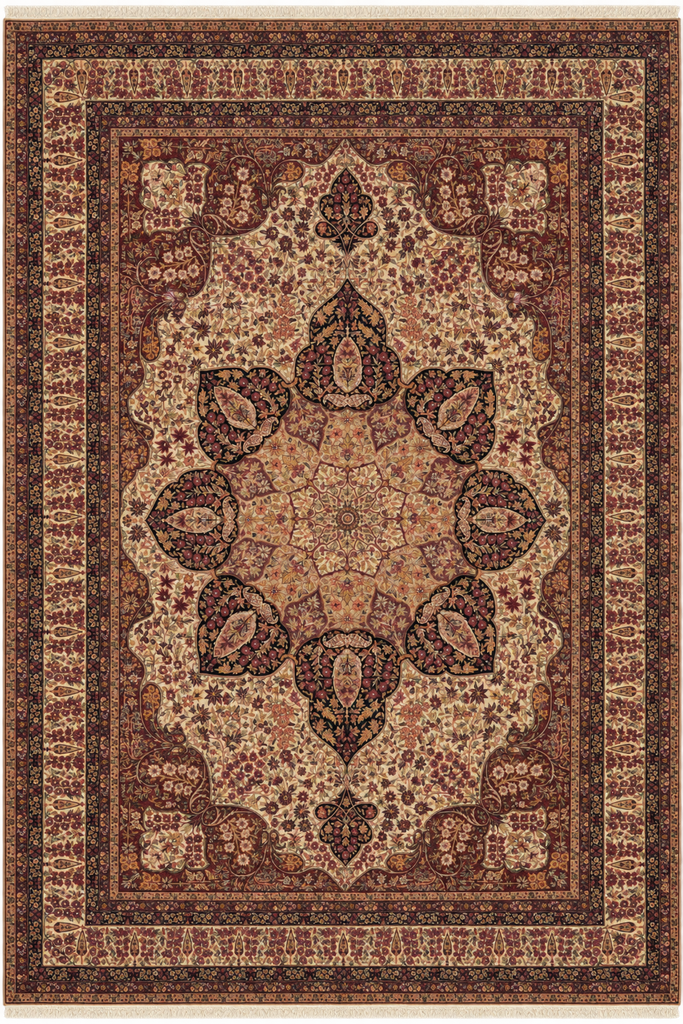 10 x 13.9 Kermanshah Rug Finer Kashmir Wool Finer Hand-Knotted 200 KPSI - Beige #5068