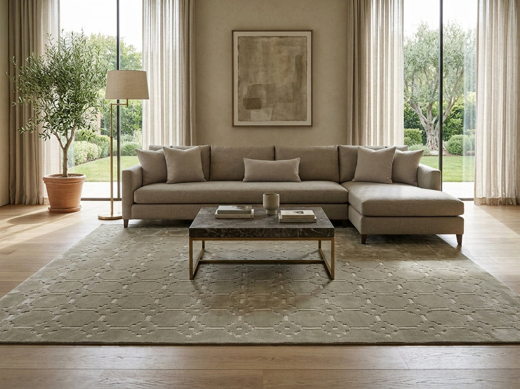 8.9 x 12 Solid One Color Gray Contemporary Rug Bamboo Slik #F-5648