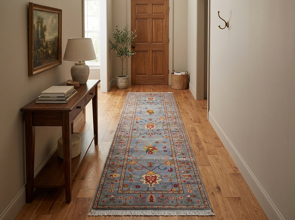 2.7 x 9 10 Feet Runner Aqua Blue Wool Kazak Rug #F-3275