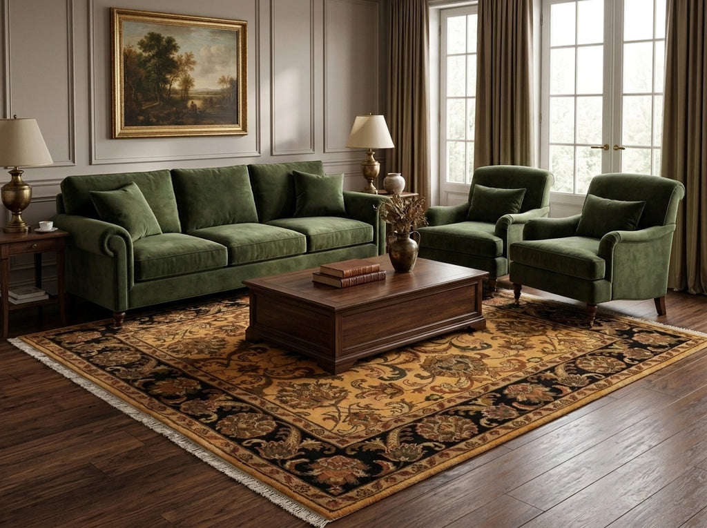 8 x 8 Feet Square Handmade Rug Overdyed Gold #F-3365