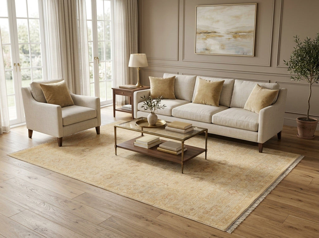 6 x 9.7 Chobi Peshawar Rug Neutrals Sage Green - view 2