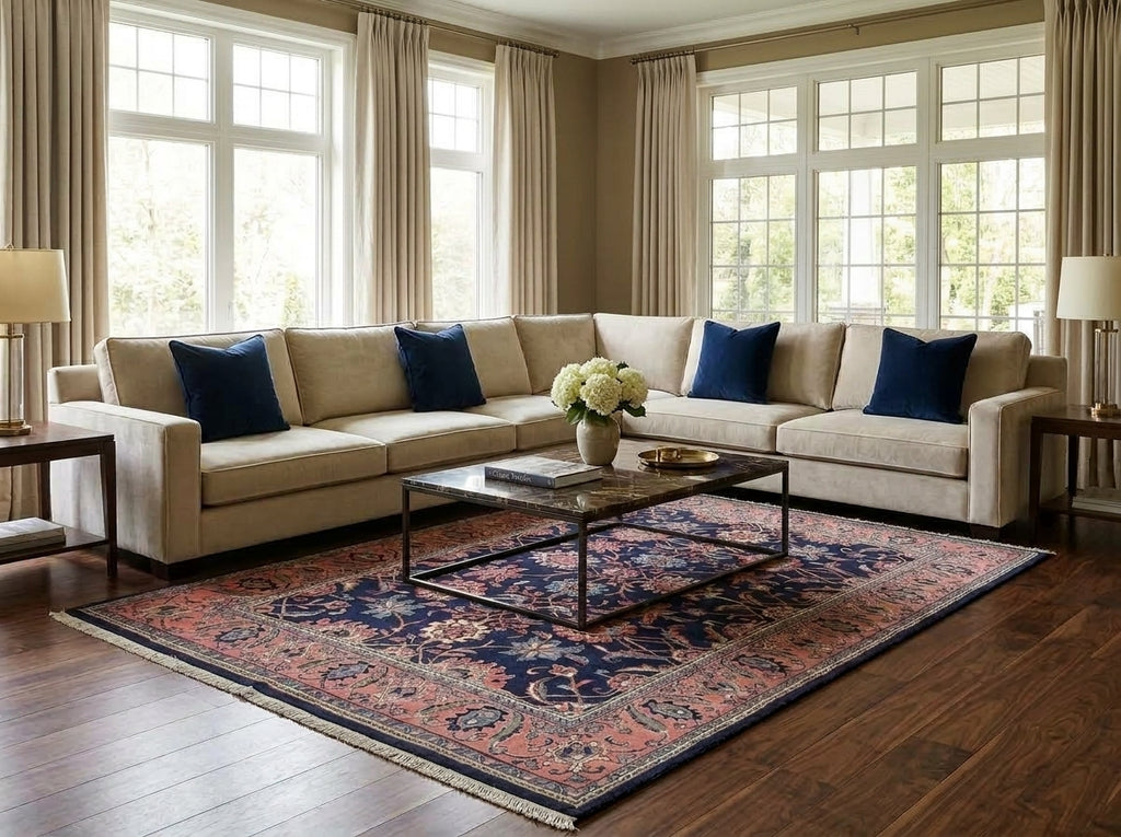 7 x 10.6 Midnight Blue Persian Tabriz Rug - view 2
