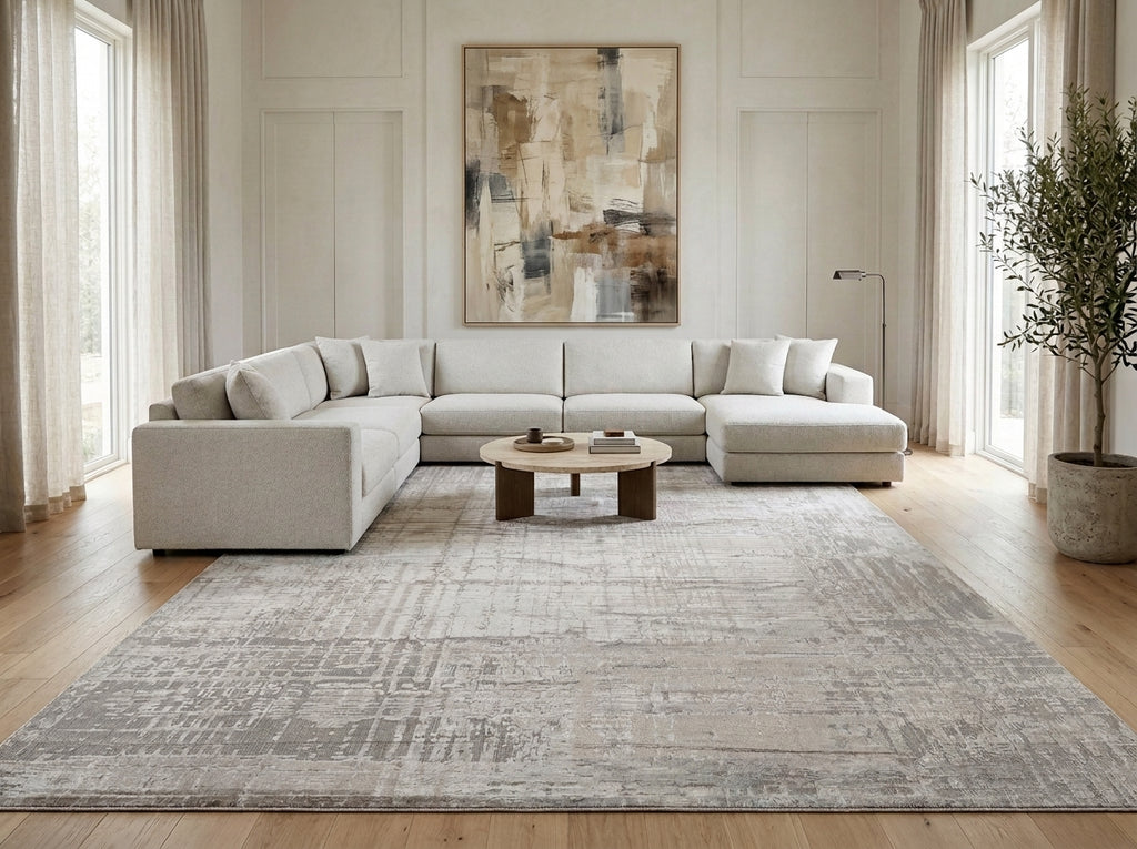 10 x 14 Contemporary Handmade Rug Plain Soft Natural Color #F-3335
