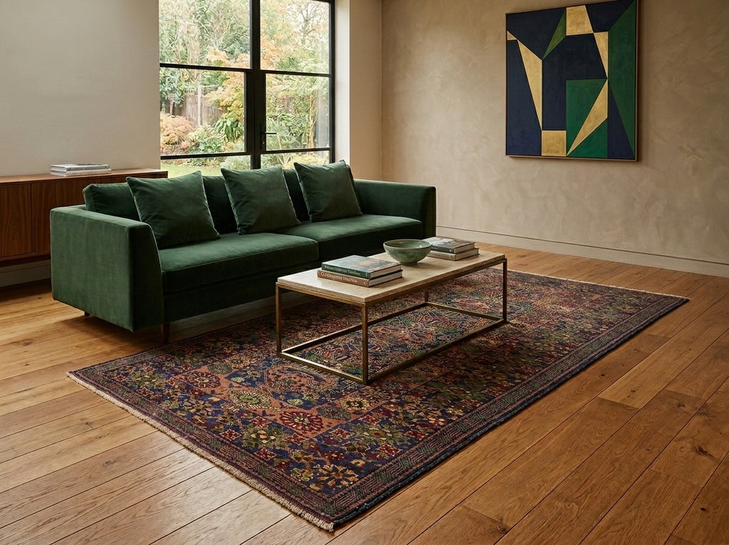 3.9 x 7 Tribal Fancy Handmade Wool Afghanistan Rug #F-3246