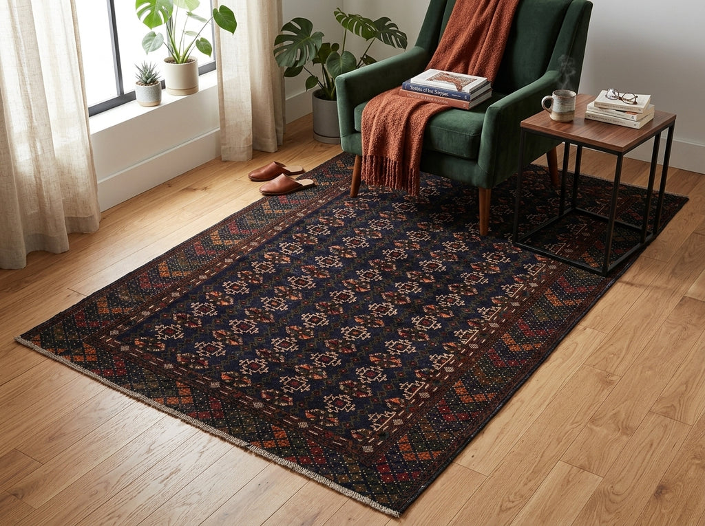 4 x 6.5 Hand-Knotted Herati Tribal Rug #F-3242