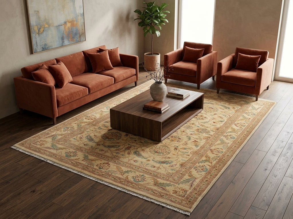 7 x 9.4 Beige Chobi Peshawar Rug 20544