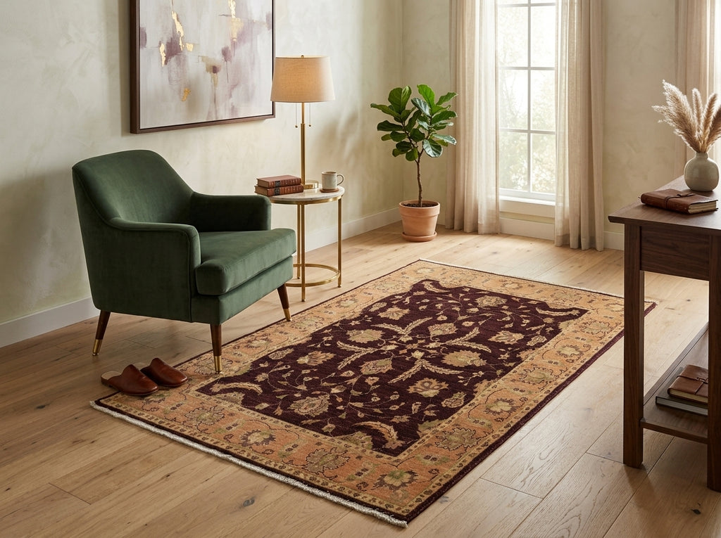 5 x 6.8 Brown Chobi Peshawar Handmade Rug #PIX-9782